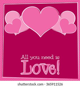 Bright hand drawn Valentine's Day card in vector format.