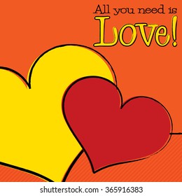 Bright hand drawn Valentine's Day card in vector format.