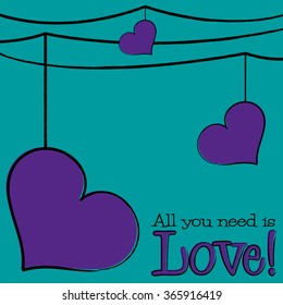 Bright hand drawn Valentine's Day card in vector format.