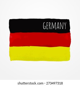 Bright hand drawn watercolor Germany flag with sample text