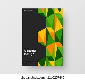 Bright handbill A4 design vector concept. Clean mosaic hexagons corporate identity illustration.