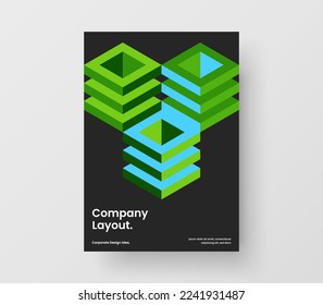 Bright handbill A4 vector design illustration. Unique mosaic pattern corporate brochure concept.