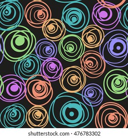 Bright hand-drawn blots and smears. Seamless pattern.
