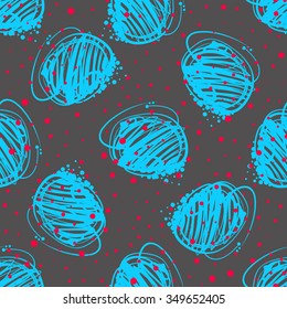 Bright hand-drawn blots and smears. Vector seamless pattern.