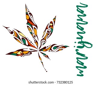 Hoja de marihuana pintada a mano