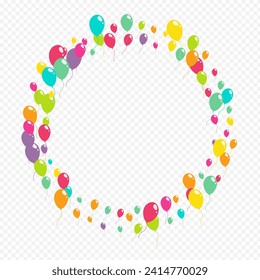 Bright Happy Ballon Vector Transparent Background. Celebrate Inflatable Ball Template. Color Holiday Design. Cute Round Baloon Cover.