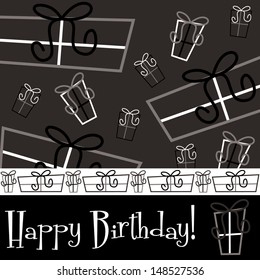 Bright "Happy Birthday" present card in vector format.