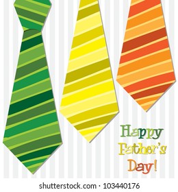 Bright 'Happy Father's Day' neck tie card in vector format.