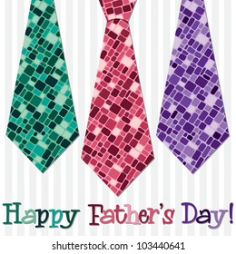 Bright 'Happy Father's Day' neck tie card in vector format.