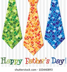 Bright 'Happy Father's Day' neck tie card in vector format.