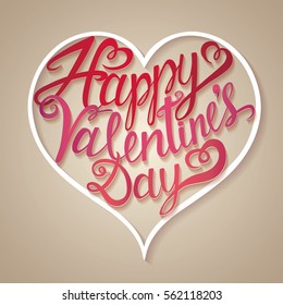 Bright Happy Valentine's Day lettering Greeting Card. Hand drawn vector illustration 