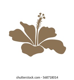 Bright hawaiian design with vector tropical hibiscus icon. Isolated beige on white hibiscus flower. Vector illustration.