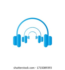 Bright headphones in blue. Vector icon, eps 10.