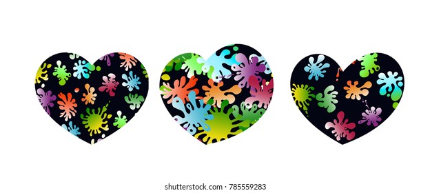 Bright heart with colored lines isolated on dark background