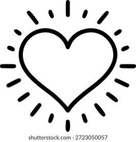 Bright heart icon with sunbeams or rays emanating from it.