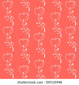 Bright heart lines. Vector seamless pattern.