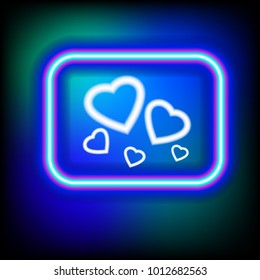 Bright heart. Neon sign. Retro neon heart sign background. Ready for your design, greeting card, banner.