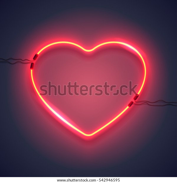 Bright heart.\
Neon sign. Retro neon heart sign on purple background. Design\
element for Happy Valentine\'s Day. Ready for your design, greeting\
card, banner. Vector\
illustration.