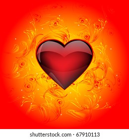 Bright heart on the bright iridescent background, vector illustration, eps10