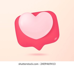 bright heart on speech text box The concept of delivering love to couples. 3D vector illustration