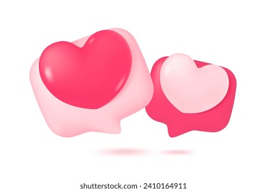 bright heart on speech text box The concept of delivering love to couples. 3D vector illustration