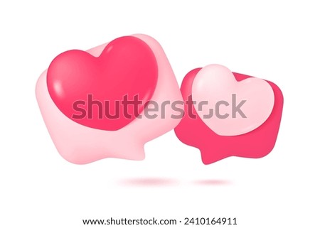 bright heart on speech text box The concept of delivering love to couples. 3D vector illustration