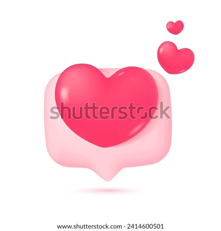 bright heart on speech text box The concept of delivering love to couples. 3D vector illustration