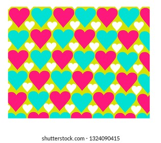 bright heart pattern on yellow background