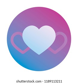 Bright heart in a round icon. Vector flat illustration