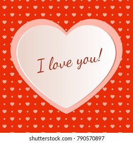 Bright heart with text on an abstract orange background
