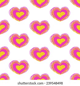 bright heart  vector seamless pattern 