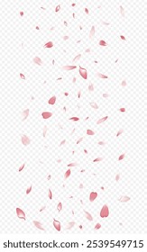 Bright Heart Vector Transparent Background. Confetti Sky Cover. Cherry Spring Backdrop. Rose Beauty Banner. Light Bloom Graphic Poster.