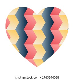 Un corazón brillante con fondo de zigzag para su uso en el diseño web