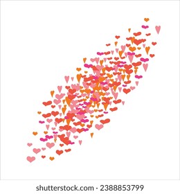 Bright hearts confetti corner frame on white background. Valentine's Day. Banner template. Space for text. illustration.