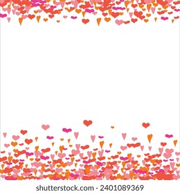 Los corazones brillantes conforman el marco de esquina sobre fondo blanco. Día de San Valentín. Plantilla de banner. Espacio para texto. ilustración.
