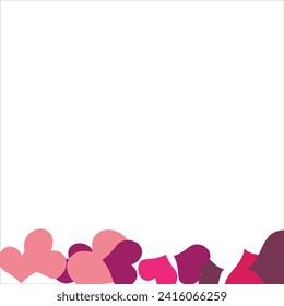 Helle Herzen konfetti Eckrahmen auf weißem Hintergrund. Valentinstag. Bannervorlage. Platz für Text. Illustration.