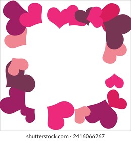Los corazones brillantes conforman el marco de esquina sobre fondo blanco. Día de San Valentín. Plantilla de banner. Espacio para texto. ilustración.