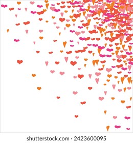 Los corazones brillantes conforman el marco de esquina sobre fondo blanco. Día de San Valentín. Plantilla de banner. Espacio para texto. ilustración.