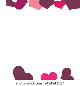 Bright Hearts Konfetti Eckrahmen auf weißem Hintergrund. Valentinstag. Bannervorlage. Platz für Text. Illustration.