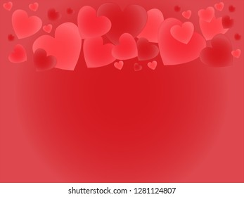 Bright hearts on a red background
