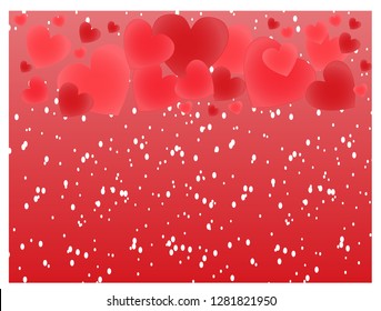 Bright hearts on a red background
