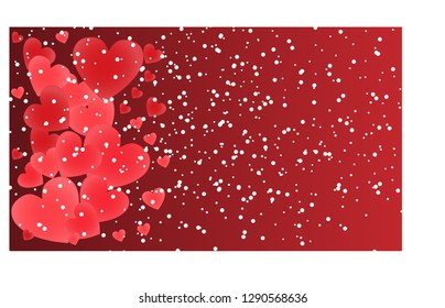 Bright hearts on a red background
