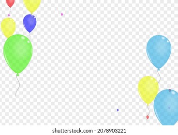 Bright Helium Background Transparent Vector. Confetti Symbol Card. Blue Love. Pink Toy. Surprise Rubber Illustration.