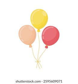 Bright helium balloons, celebration design, birthday party decor, vector illustration
