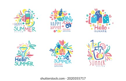 Logotipo o etiqueta de verano para un conjunto de vectores de diseño de vacaciones estacionales
