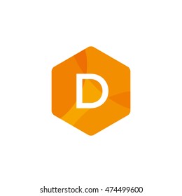 Bright Hexagon Letter D Vector