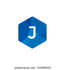 Bright Hexagon Letter J Vector