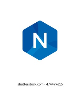 Bright Hexagon Letter N Vector