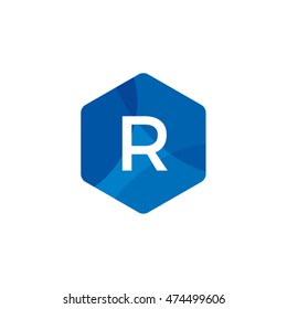 Bright Hexagon Letter R Vector