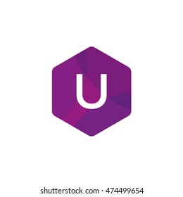 Bright Hexagon Letter U Vector